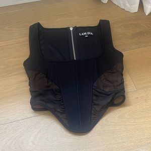 I.AM.GIA Corset Top, square neck line, mesh sides